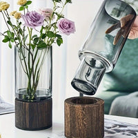 Glass Vase Wooden Base