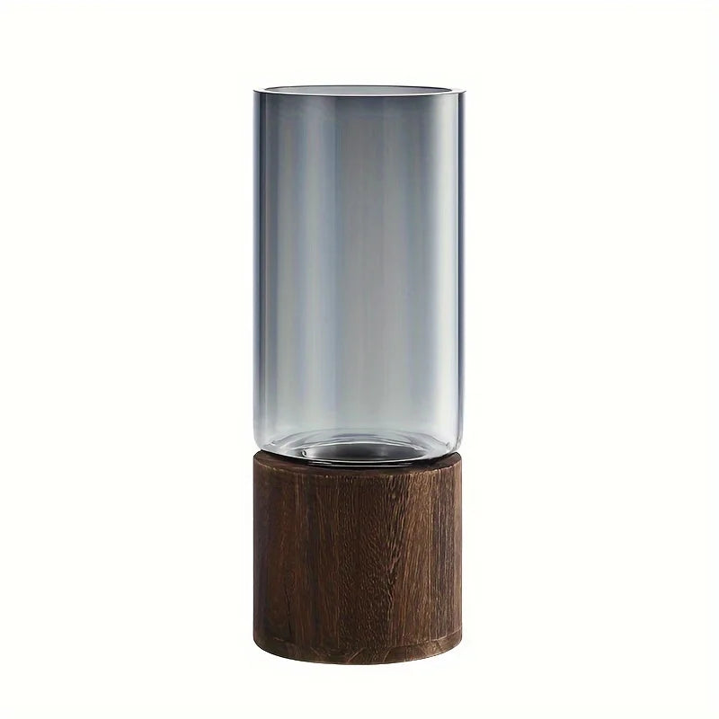 Glass Vase Wooden Base