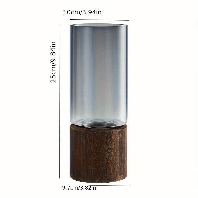 Glass Vase Wooden Base