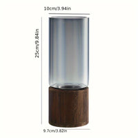 Glass Vase Wooden Base