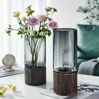 Glass Vase Wooden Base