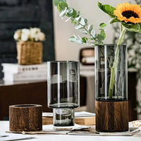Glass Vase Wooden Base