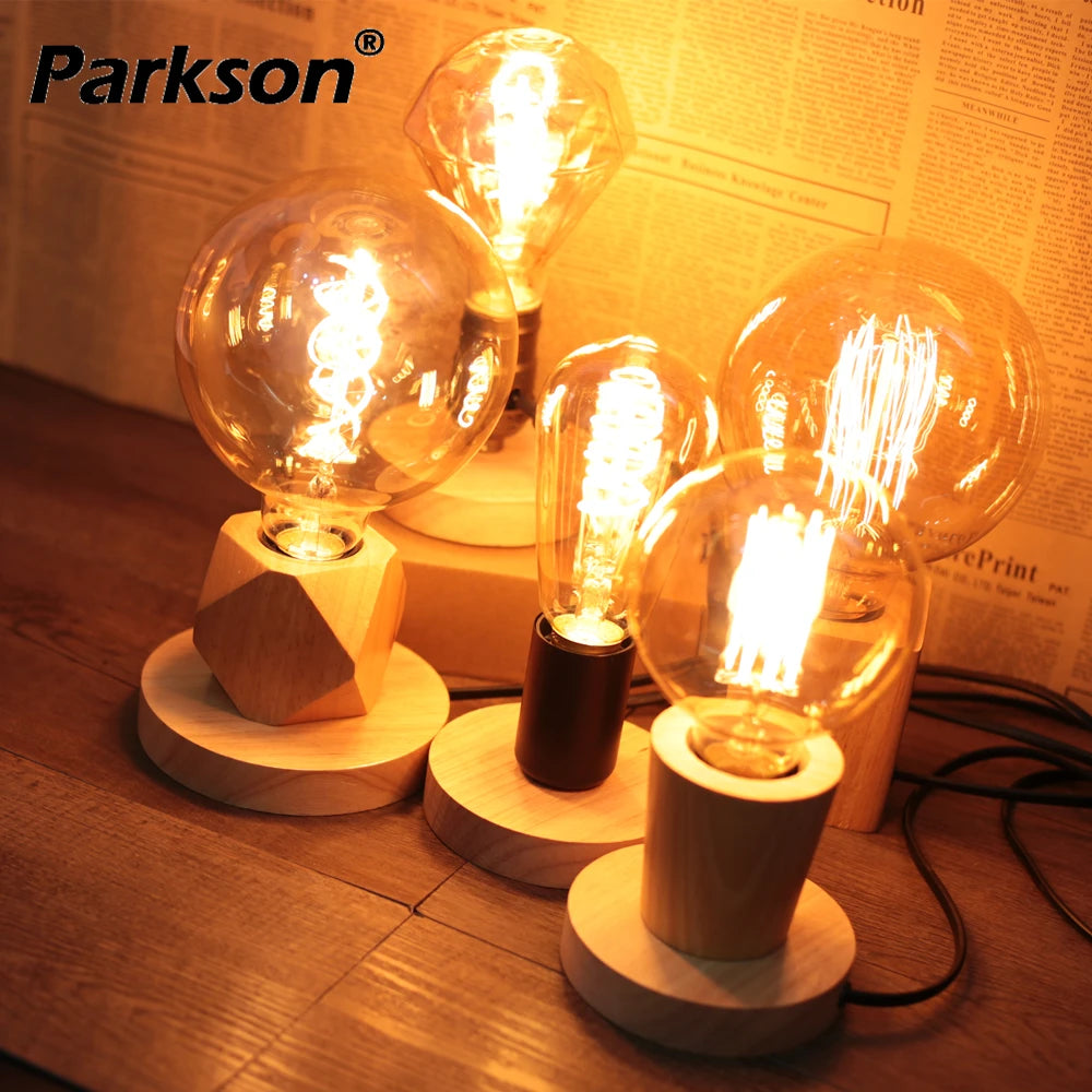 Vintage Wood Edison Lamp